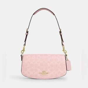 New Coach Andrea Shoulder Bag In Signature Canvas CV973 In Powder Pink